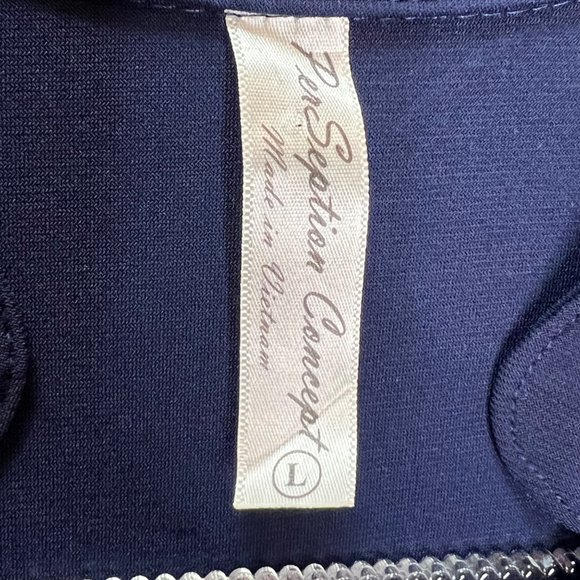 PerSeption Concept Blouse Womens Large Blue Pink Short Sleeve Y Neck Pullover Ge - Picture 6 of 7